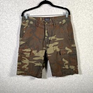 Levi's Carrier Cargo Shorts Mens 30 Brown Camouflage Sateen Cotton Non Stretch